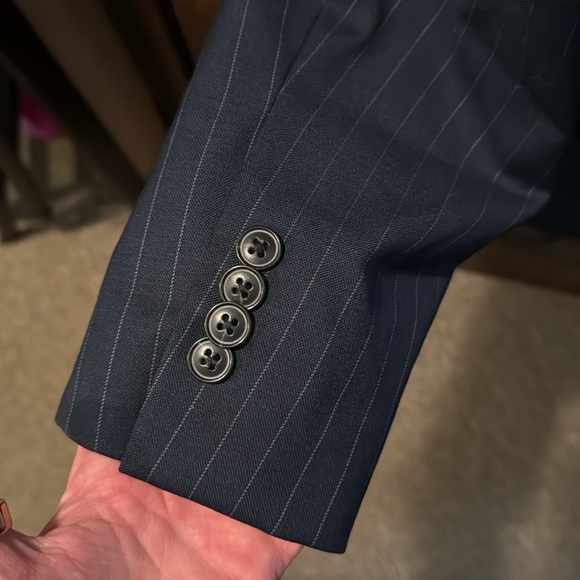 Classic Joseph Abboud Navy Blue Pinstripe Suit - Picture 5 of 9